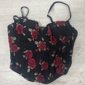 Garage Black Rose Bustier Crop Top